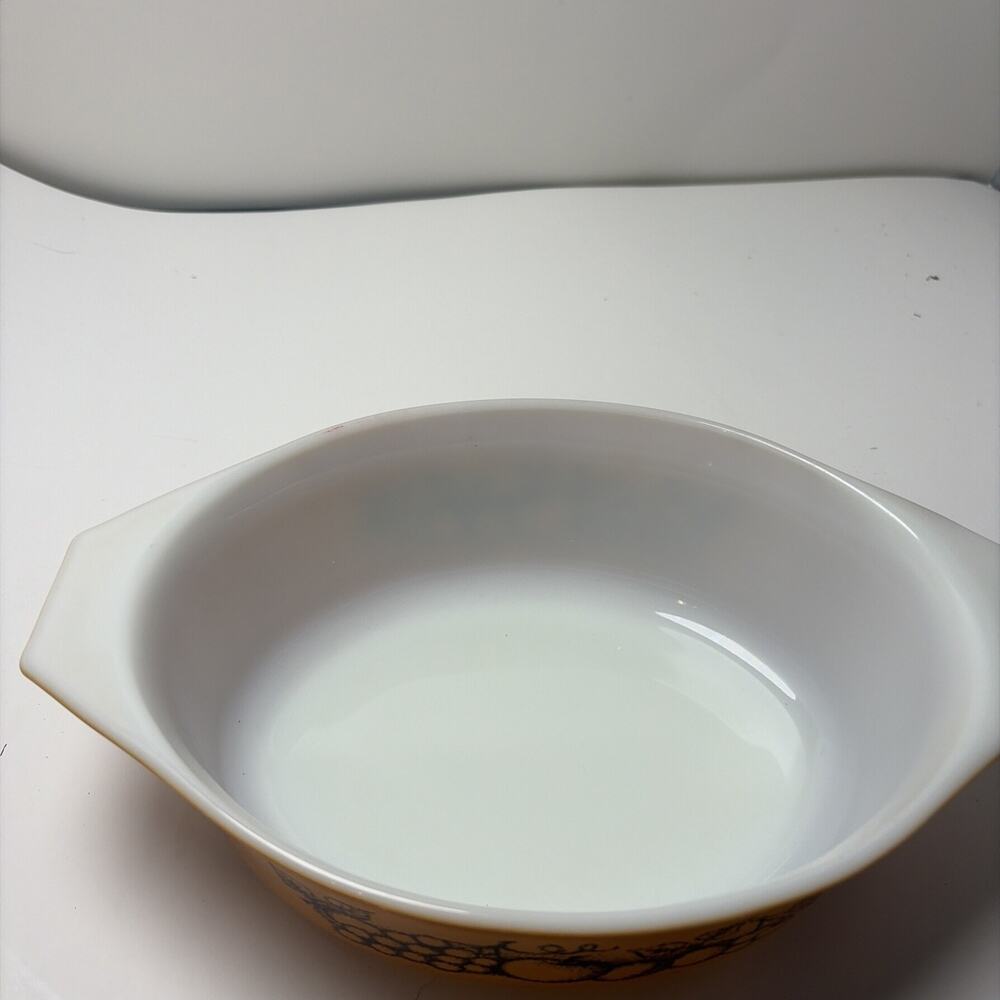 Vintage Pyrex Old Orchard 1970's 043 1 1/2 QT Oval Casserole Dish with Lid,Brown - Picture 4 of 7